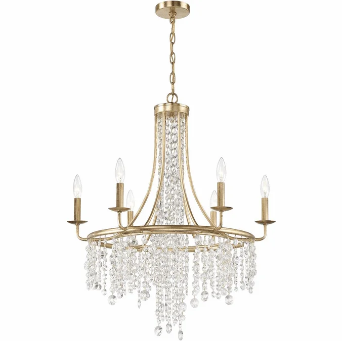 Crystorama GAB-B7306-GA Gabrielle Crystal Antique Gold Ceiling Chandelier