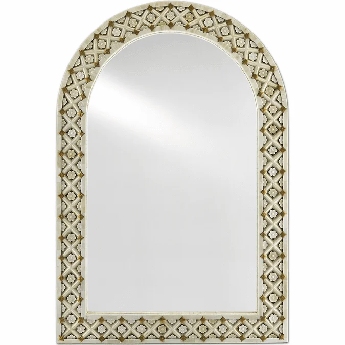 Currey & Company 1000-0089 Ellaria Contemporary Natural Bone and Brass Wall Mirror