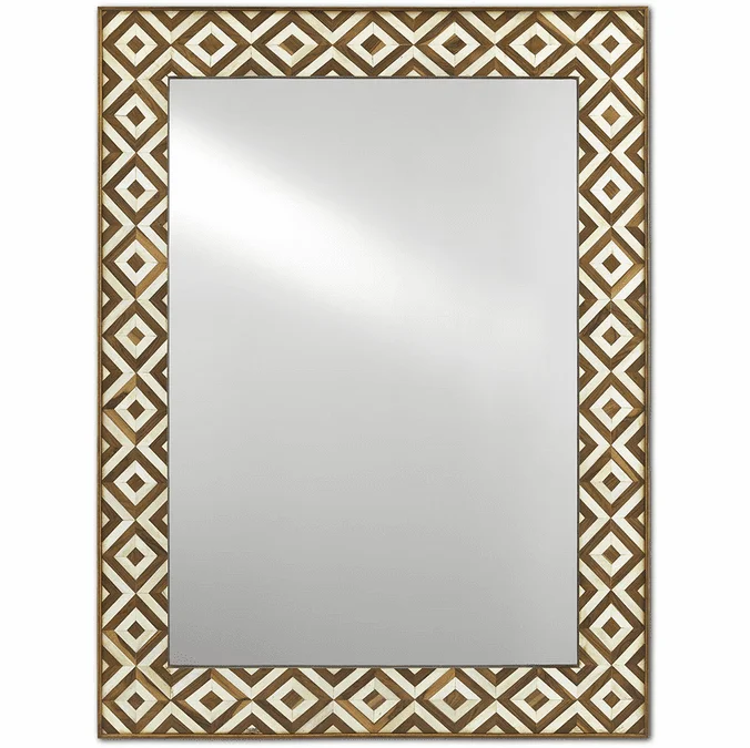 Currey & Company 1000-0091 Persian Contemporary Natural Bone and Natural Wood Wall Mounted Mirror