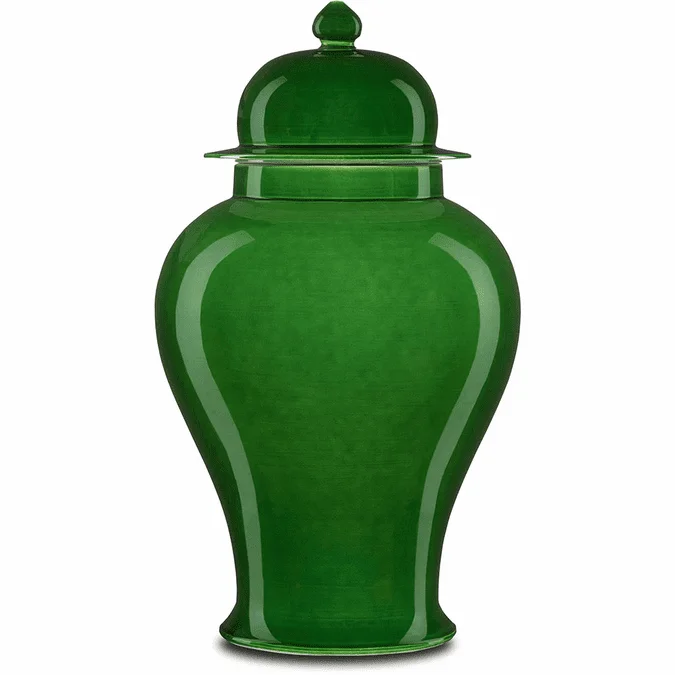 Currey & Company 1200-0578 Imperial Contemporary Green Green Temple Jar