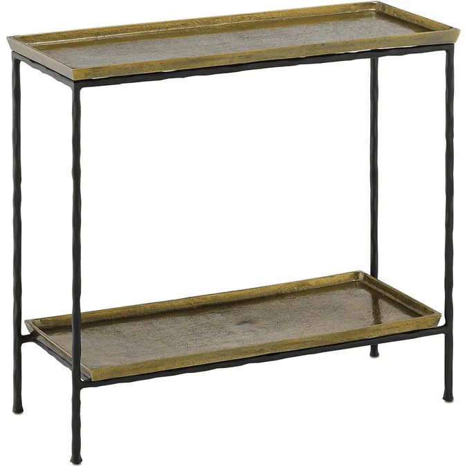 Currey & Company 4000-0060 Boyles Contemporary Black Iron and Antique Brass Side Table