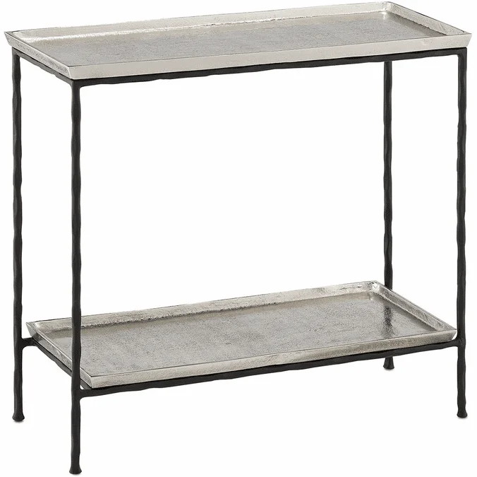 Currey & Company 4000-0061 Boyles Modern Antique Silver and Black Side Table