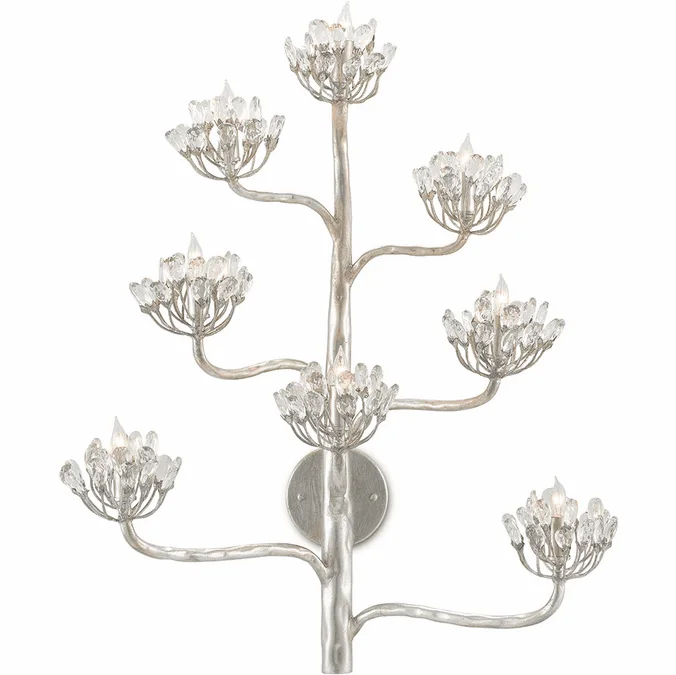 Currey & Company 5000-0105 Agave Americana Crystal Silver Leaf Wall Lighting