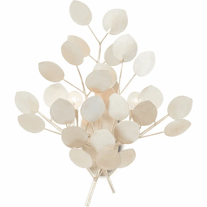 Currey & Company 5000-0198 Lunaria Modern Silver Leaf Wall Mounted Lamp
