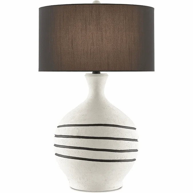 Currey & Company 6000-0622 Nabdean Contemporary Cream, Black and Blacksmith Side Table Lamp