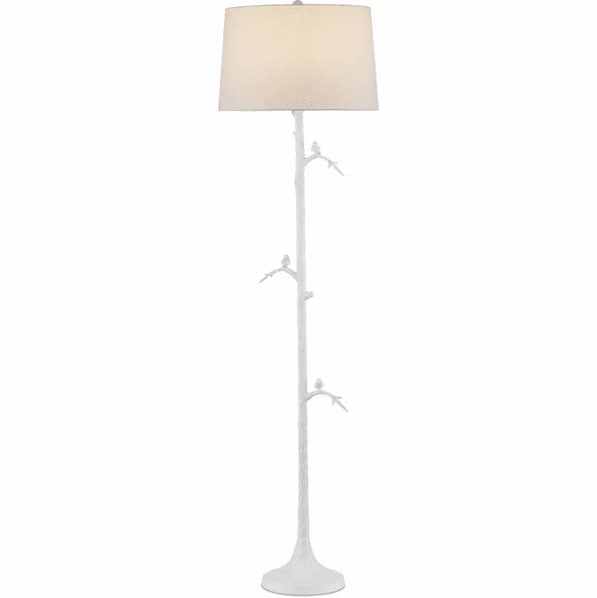 Currey & Company 8000-0158 Piaf White Contemporary Gesso White Floor Lamp Light
