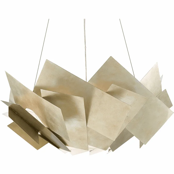 Currey & Company 9000-0549 Artiste Modern Silver Leaf Drop Ceiling Light Fixture