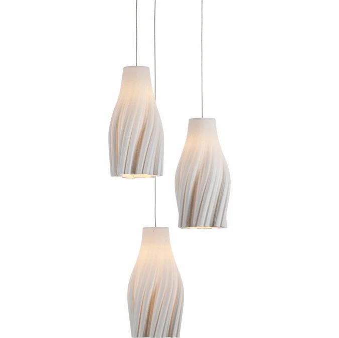 Currey & Company 9000-1271 Posh Modern White / Silver Multi Pendant Lamp
