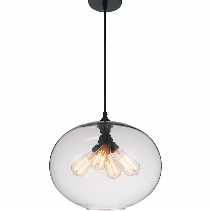CWI 5553P16-Clear Glass Modern Black 16″ Hanging Pendant Light