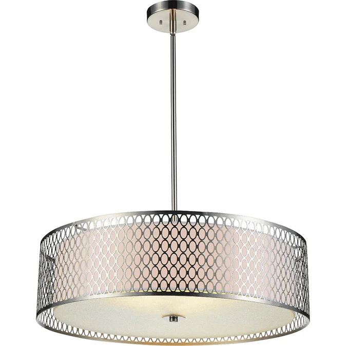 CWI 5555P22SN Mikayla Modern Satin Nickel 22″ Drum Ceiling Light Pendant