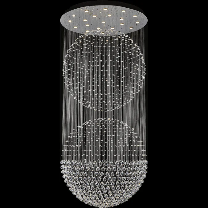 CWI 6608C47C Double Sphere Chrome Halogen 47″ Flush Mount Lighting Fixture