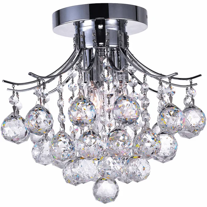 CWI 8012C12C Princess Chrome Flush Mount Lighting Fixture