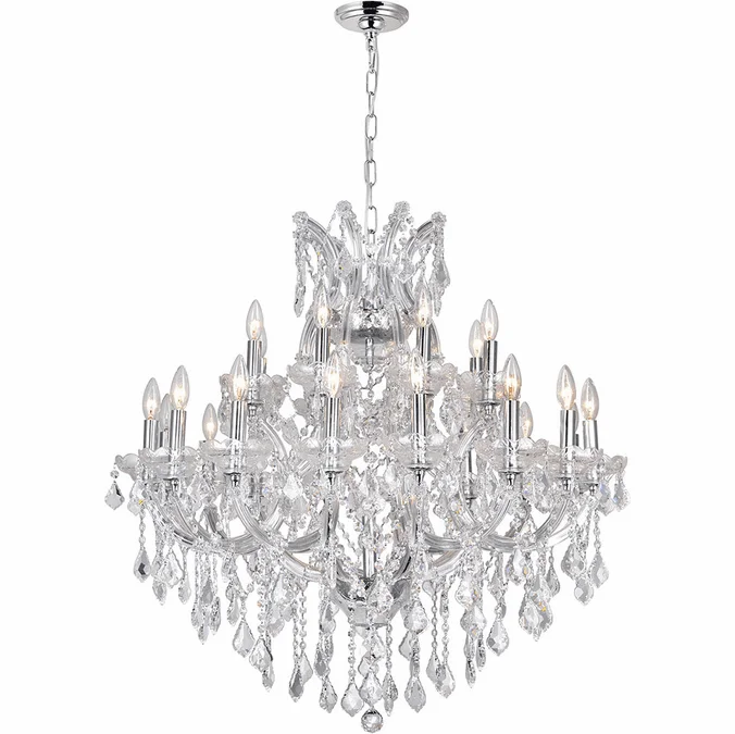 CWI 8318P36C-25 (Clear) Maria Theresa Chrome Ceiling Chandelier