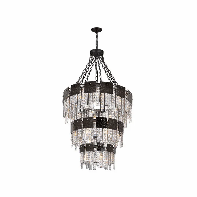CWI Lighting 1099P32-24-613 Glacier Modern Polished Nickel 32″ Hanging Chandelier