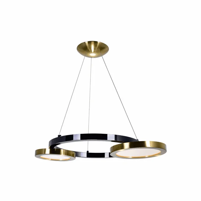 CWI Lighting 1215P29-2-625 Deux Lunes Contemporary Brass & Pearl Black LED 29″ Pendant Hanging Light