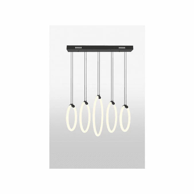 CWI Lighting 1273P23-5-101-RC Hoops Modern Black LED Multi Pendant Lamp
