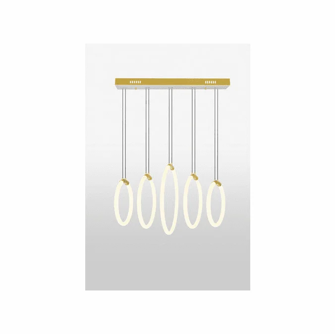 CWI Lighting 1273P23-5-602-RC Hoops Modern Satin Gold LED Multi Pendant Lighting