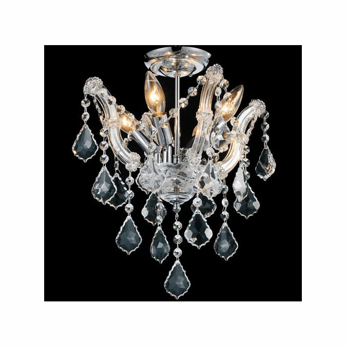 CWI Lighting 8418C14C-4(Clear) Payton Crystal Chrome 14″ Flush Mount Ceiling Light Fixture
