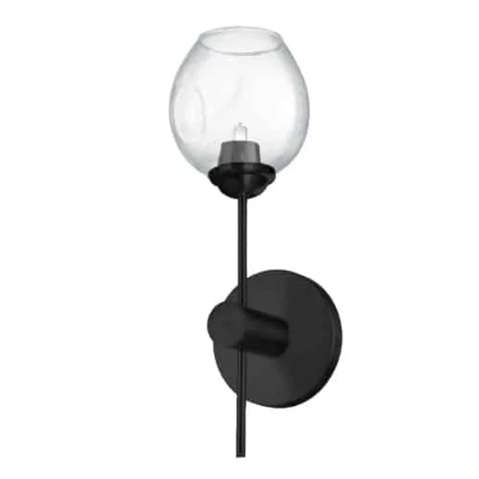 Dainolite Abii 1 Light Wall Sconce Matte Black Finish Clear Glass Lamp|Applique murale Abii de Dainolite en verre transparent avec fini noir mat et 1ampoule