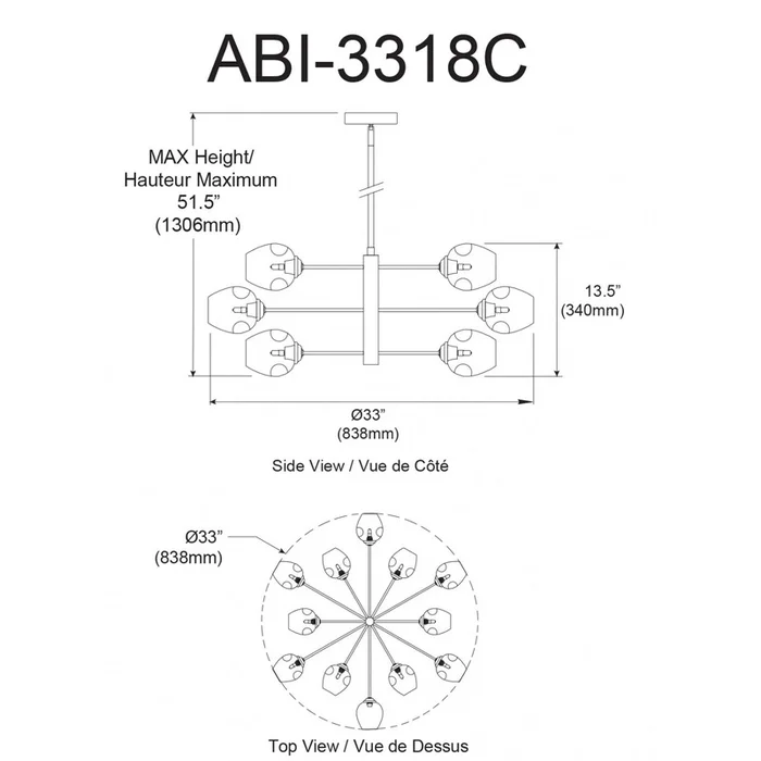Dainolite Abii 18 Light Chandelier Vintage Bronze Finish Champagne Glass Lamp|Lustre Abii de Dainolite en verre champagne, avec fini bronze rtro et 18ampoules - Image 2