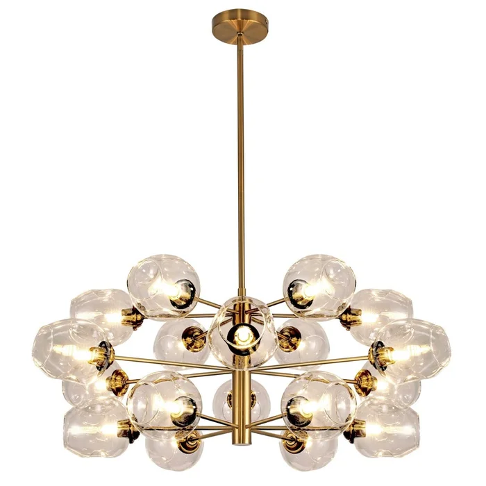 Dainolite Abii 18 Light Chandelier Vintage Bronze Finish Champagne Glass Lamp|Lustre Abii de Dainolite en verre champagne, avec fini bronze rtro et 18ampoules