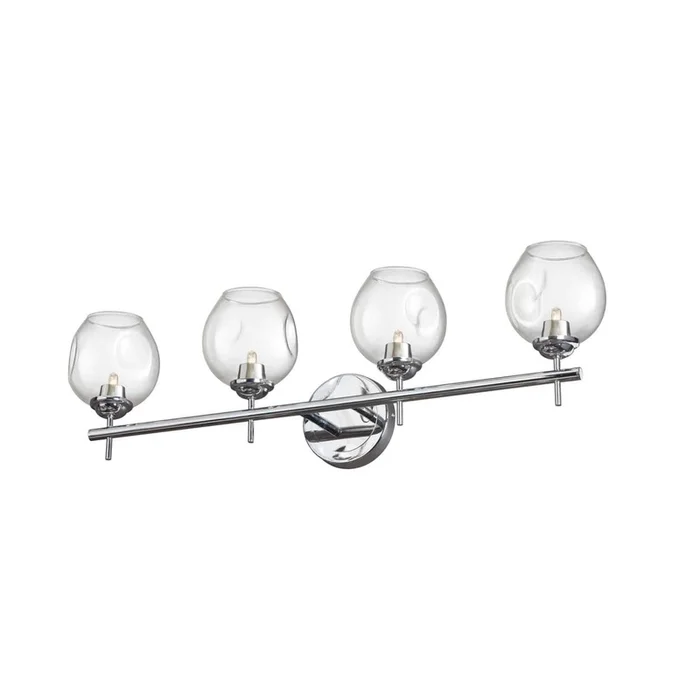 Dainolite Abii 4 Light Vanity Light Polished Chrome Finish Clear Glass Lamp|Lumire de coiffeuse Abii de Dainolite en verre transparent, avec fini chrom poli et 4ampoules