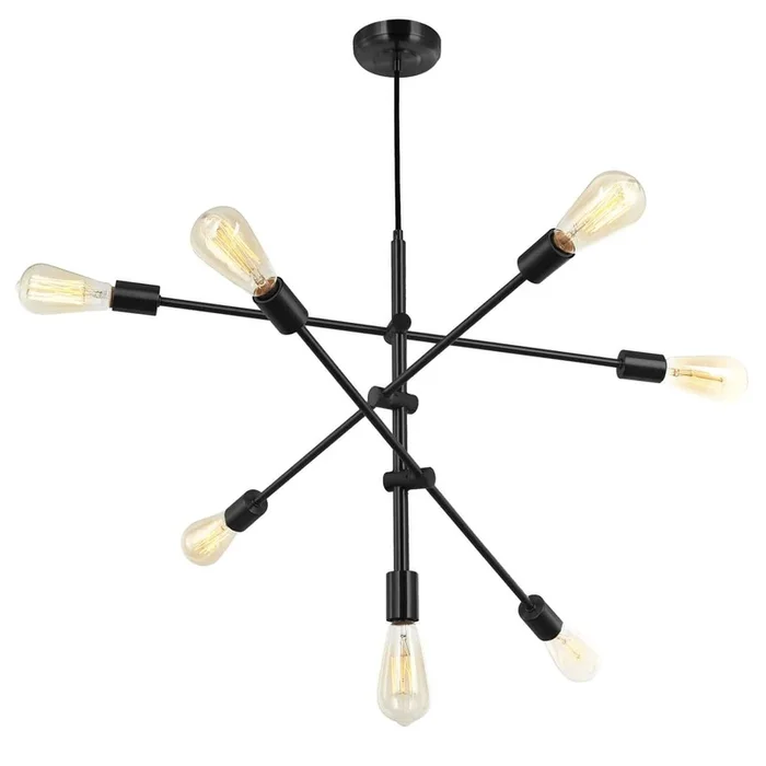 Dainolite Alexa 7 Light Adjustable Pendant Matte Black Finish Lamp|Luminaire suspendu rglable Alexa de Dainolite avec fini noir mat et 7ampoules