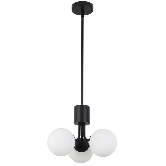 Dainolite Amanda 3 Light Pendant Matte Black White Opal Glass Lamp|Luminaire suspendu Amanda de Dainolite en verre blanc opale, avec fini noir mat et 3ampoules