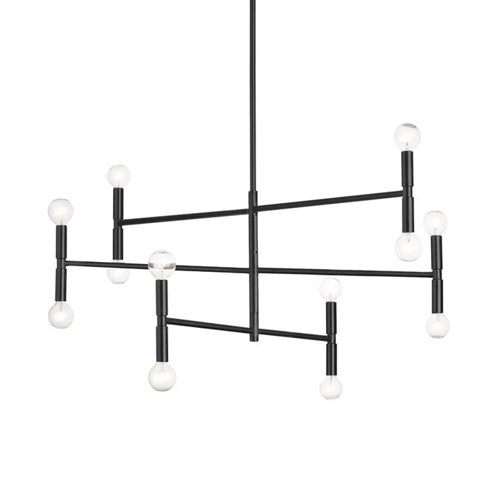 Dainolite Ava 12 Light Chandelier Medium Matte Black Lamp|Lustre moyen Ava de Dainolite avec fini noir mat et 12ampoules