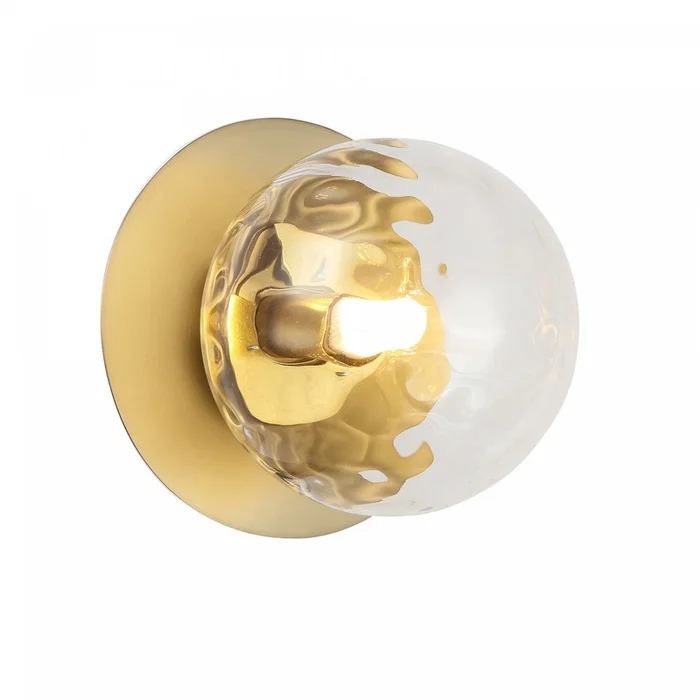 Dainolite Burlat 1 Light Wall Sconce Aged Brass Clear Glass Lamp|Applique murale Burlat de Dainolite en verre transparent, avec fini laiton vieilli et 1ampoule