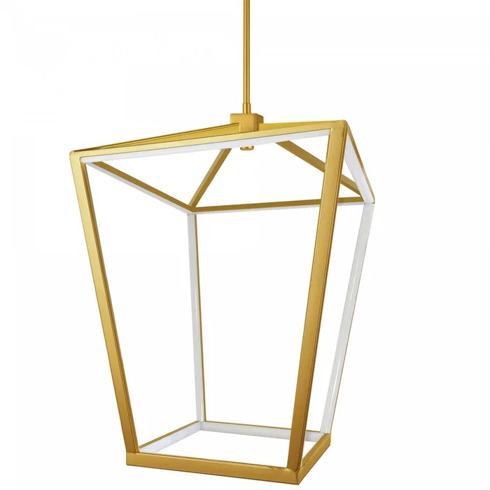 Dainolite Cage LED Pendant 64w Aged Brass Finish White Diffuser Lamp|Luminaire suspendu Cage de Dainolite blanc qui diffuse la lumire, avec fini laiton vieilli et ampoule DEL de 64W