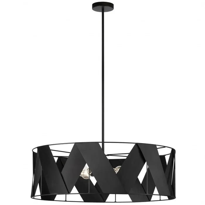 Dainolite Cardano 4 Light Chandelier Open Matte Black Black Ribbon Lamp|Lustre ouvert Cardano de Dainolite avec ruban noir, fini noir mat et 4ampoules