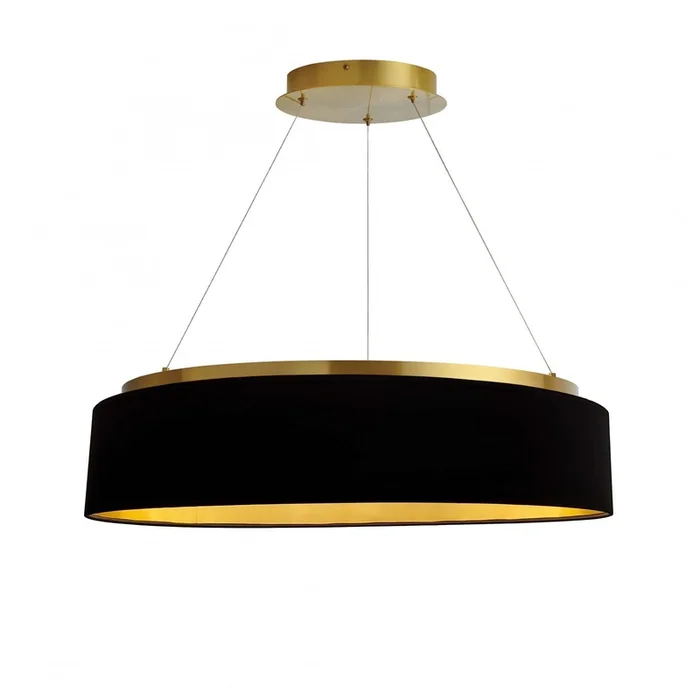 Dainolite Circulo Chandelier 34w Aged Brass Black/Gold Shade Lamp|Lustre Circulo de Dainolite avec abat-jour noir et dor, fini laiton vieilli et ampoule de 34W