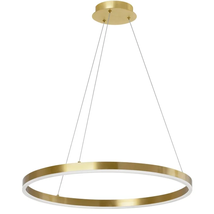 Dainolite Circulo Chandelier 34w Aged Brass Finish White Acrylic Diffuser Lamp|Lustre Circulo de Dainolite en acrylique blanc qui diffuse la lumire, avec fini laiton vieilli et ampoule de 34W