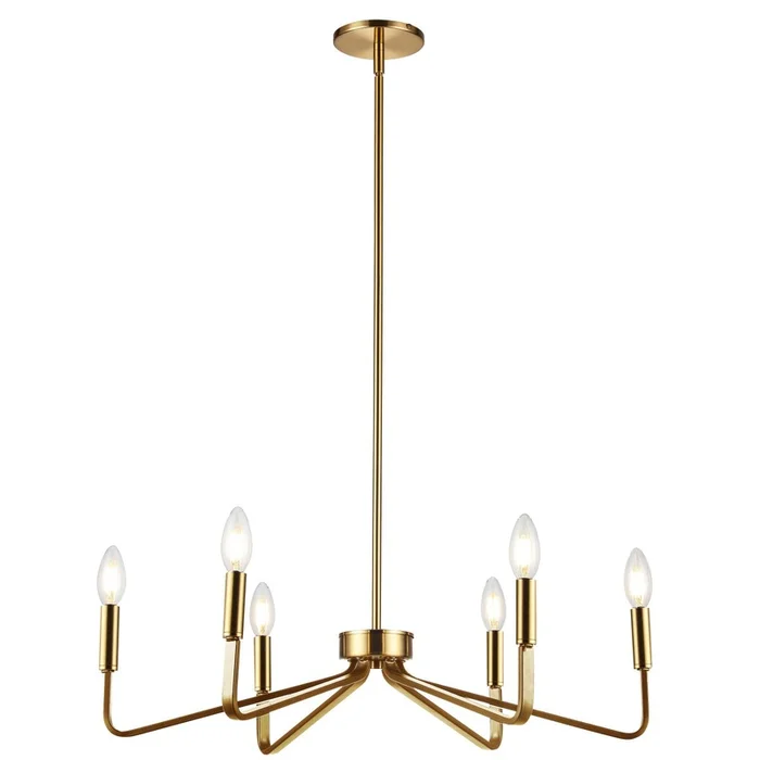 Dainolite Clayton 6 Light Chandelier Aged Brass Lamp|Lustre Clayton de Dainolite avec fini laiton vieilli et 6ampoules