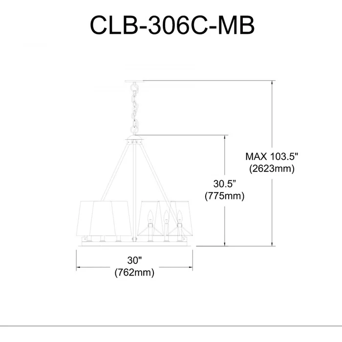 Dainolite Colby 8 Light Chandelier Matte Black Lamp|Lustre Colby de Dainolite avec fini noir mat et 8ampoules - Image 2
