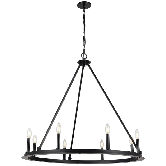 Dainolite Colby 8 Light Chandelier Matte Black Lamp|Lustre Colby de Dainolite avec fini noir mat et 8ampoules