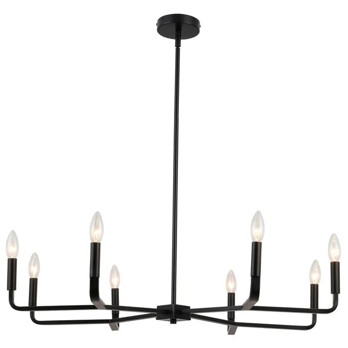 Dainolite Colette 8 Light Chandelier Matte Black Lamp|Lustre Colette de Dainolite avec fini noir mat et 8ampoules
