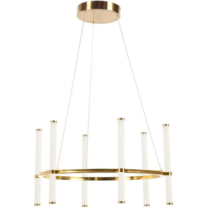 Dainolite Corvette Chandelier 36w Aged Brass White Acrylic Diffuser Lamp|Lustre Corvette de Dainolite en acrylique blanc qui diffuse la lumire, avec fini laiton vieilli et ampoule de 36W