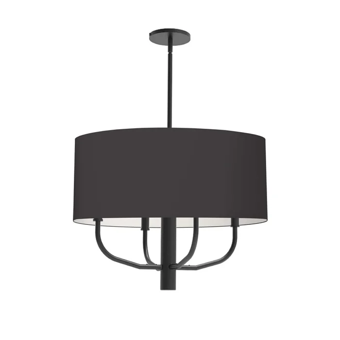 Dainolite Eleanor 4 Light Chandelier Matte Black Black/White Shade Lamp|Lustre Eleanor de Dainolite avec abat-jour noir et blanc, fini noir mat et 4ampoules