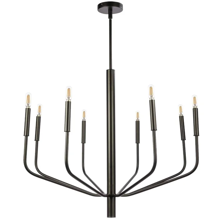 Dainolite Eleanor 8 Light Chandelier Matte Black Lamp|Lustre Eleanor de Dainolite avec fini noir mat et 8ampoules