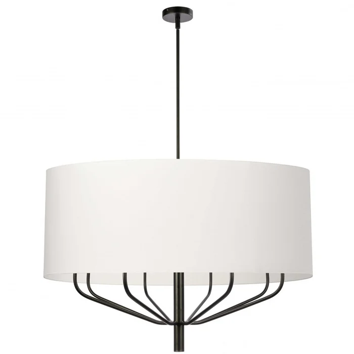 Dainolite Eleanor 8 Light Chandelier Matte Black White Shade Lamp|Lustre Eleanor de Dainolite avec abat-jour blanc, fini noir mat et 8ampoules