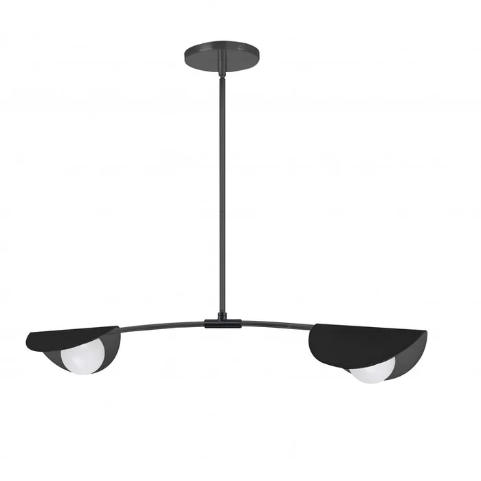 Dainolite Emma 2 Light Horizontal Pendant Matte Black Finish White Glass Lamp|Luminaire suspendu horizontal Emma de Dainolite en verre blanc, avec fini noir mat et 2ampoules