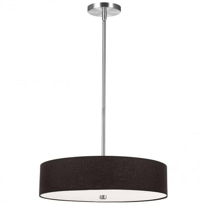Dainolite Everly 4 Light Pendant Polish Chrome Finish Black Shade Lamp|Luminaire suspendu Everly de Dainolite avec abat-jour noir, fini chrom poli et 4ampoules