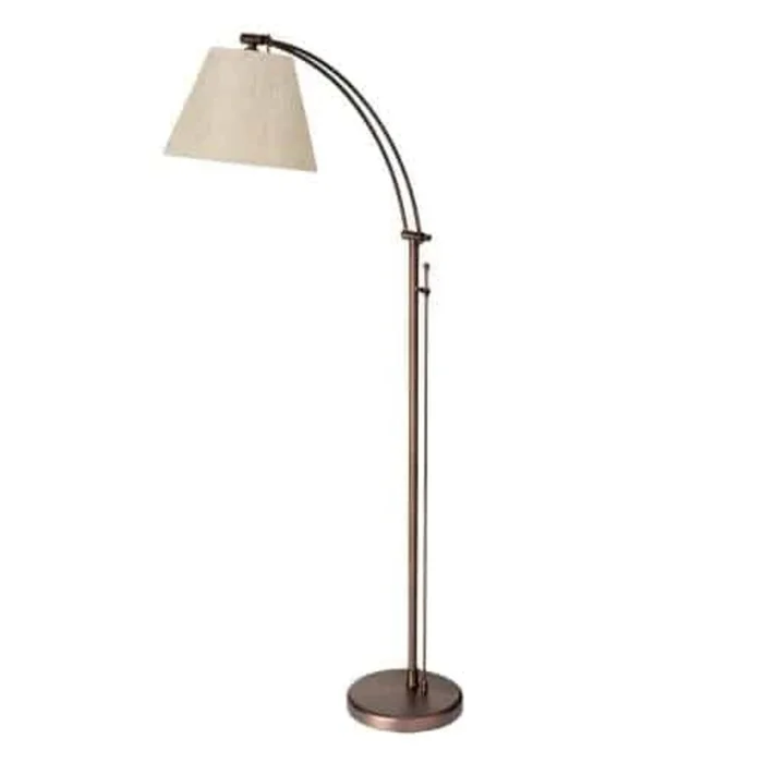 Dainolite Felix Adjustable Floor Lamp Oil Brushed Bronze Flax Empire Shade Rotary Dimmer Switch|Lampe pied Felix rglable de Dainolite avec abat-jour empire lin, gradateur rotatif et fini bronz bross huil