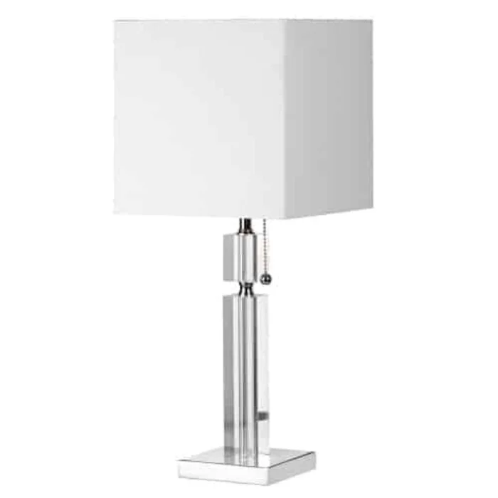 Dainolite Fernanda 1 Light Table Lamp Polished Chrome White Shade|Lampe de table Fernanda de Dainolite avec abat-jour blanc, fini chrom poli et 1ampoule