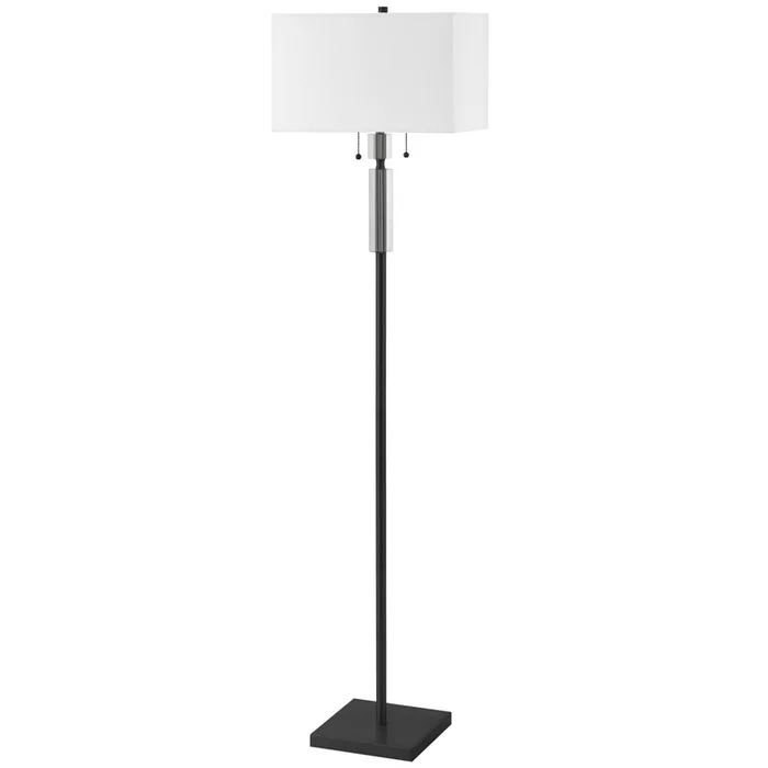 Dainolite Fernanda 2 Light Floor Lamp Matte Black White Shade|Lampe pied Fernanda de Dainolite avec abat-jour blanc, fini noir mat et 2ampoule