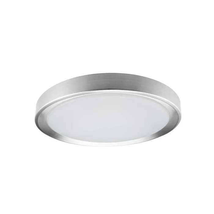 Dainolite Flynn Flush Mount 24w Satin Chrome White Diffuser Lamp|Plafonnier affleur Flynn de Dainolite qui diffuse la lumire, avec fini chrom satin et blanc, et ampoule de 24W