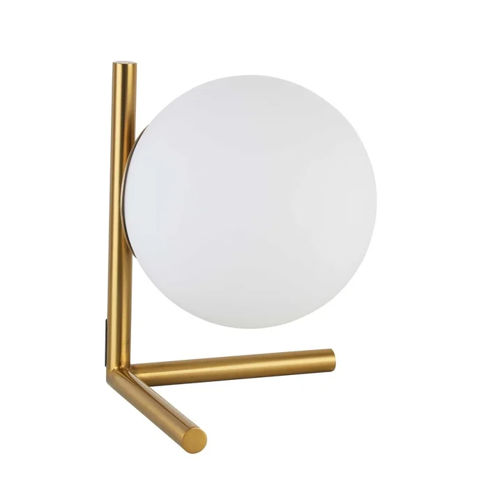 Dainolite Folgar 1 Light Table Lamp Aged Brass Finish Opal White Glass|Lampe de table Folgar de Dainolite en verre blanc opale, avec fini laiton vieilli et 1ampoule