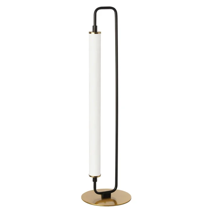 Dainolite Freya 1 Light LED Table Lamp Matte Black/Aged Brass White Acrylic|Lampe de table Freya de Dainolite en acrylique blanc, avec fini noir mat et laiton vieilli, et 1ampoule DEL